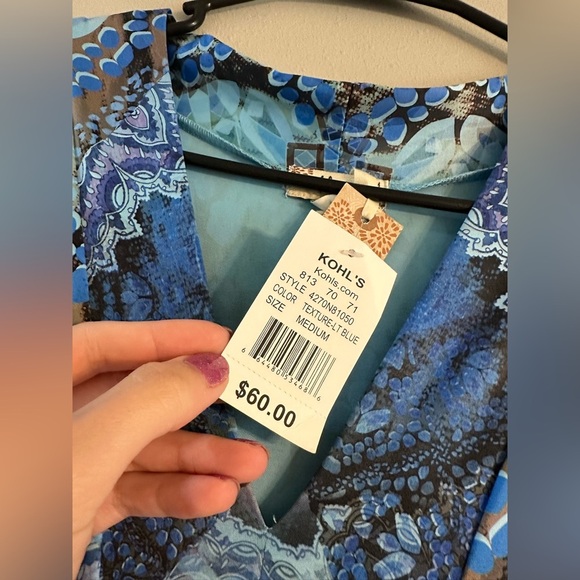 2/$15 NWT WORLD UNITY Blue and Black Patterned Dress - Picture 4 of 8